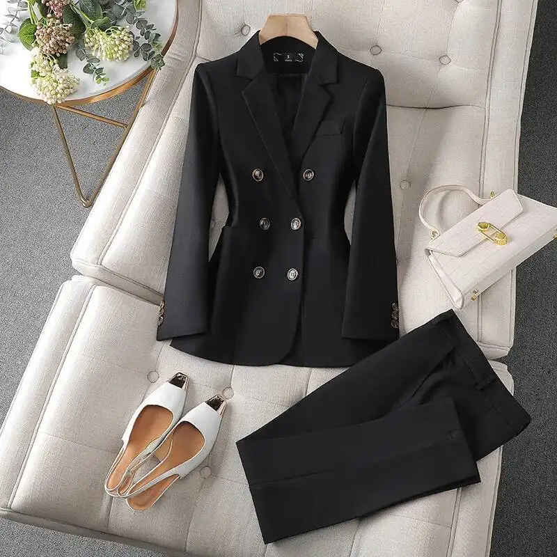 Abiti da lavoro formali da donna con pantaloni e giacche Cappotto Stili OL Abbigliamento da lavoro per ufficio Tailleur pantalone professionale Pantaloni Set Blazer