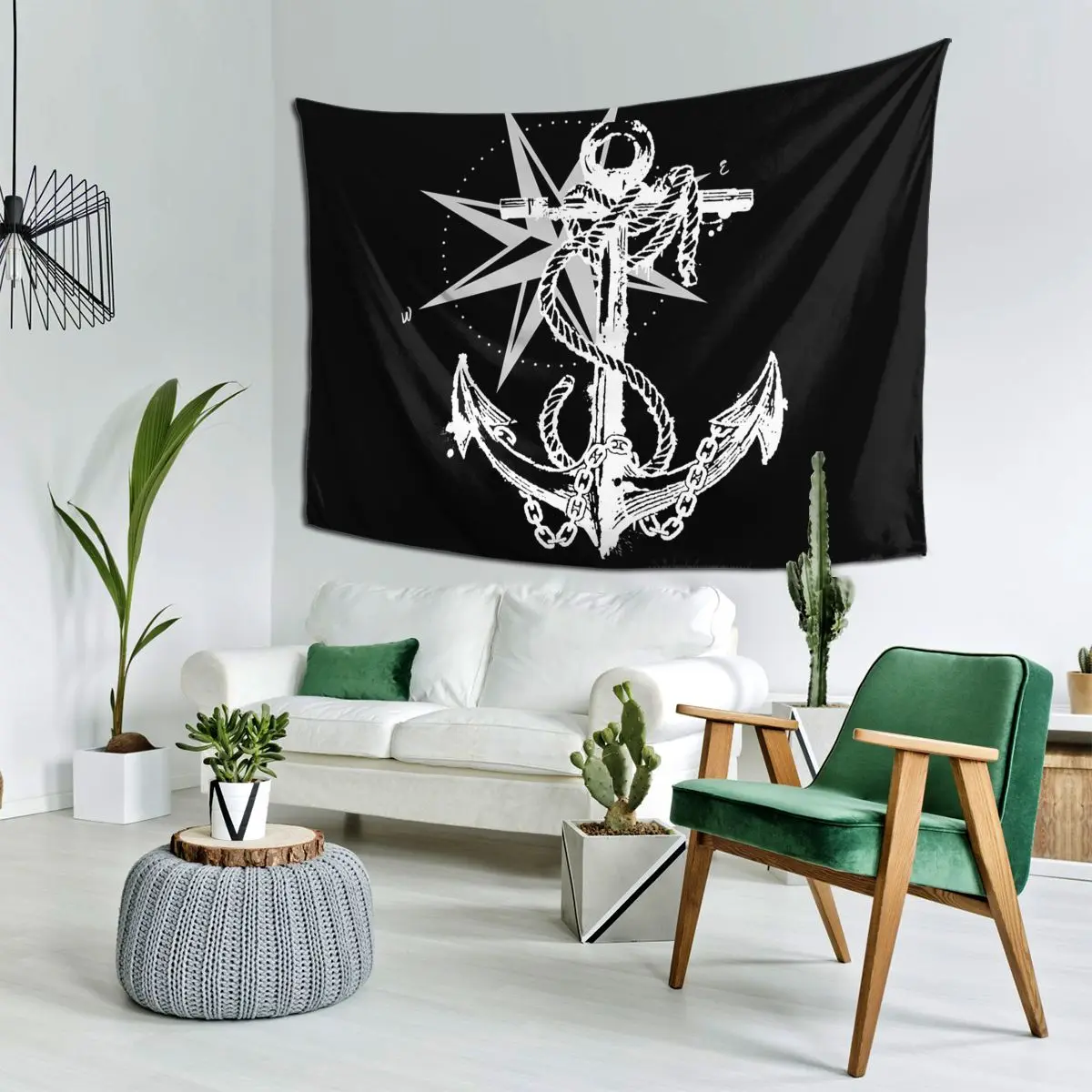 

Nautical Compass Captain Anchor Boat Tapestry Wall Hanging Aesthetic Home Decoration Tapestries for Dorm Room
