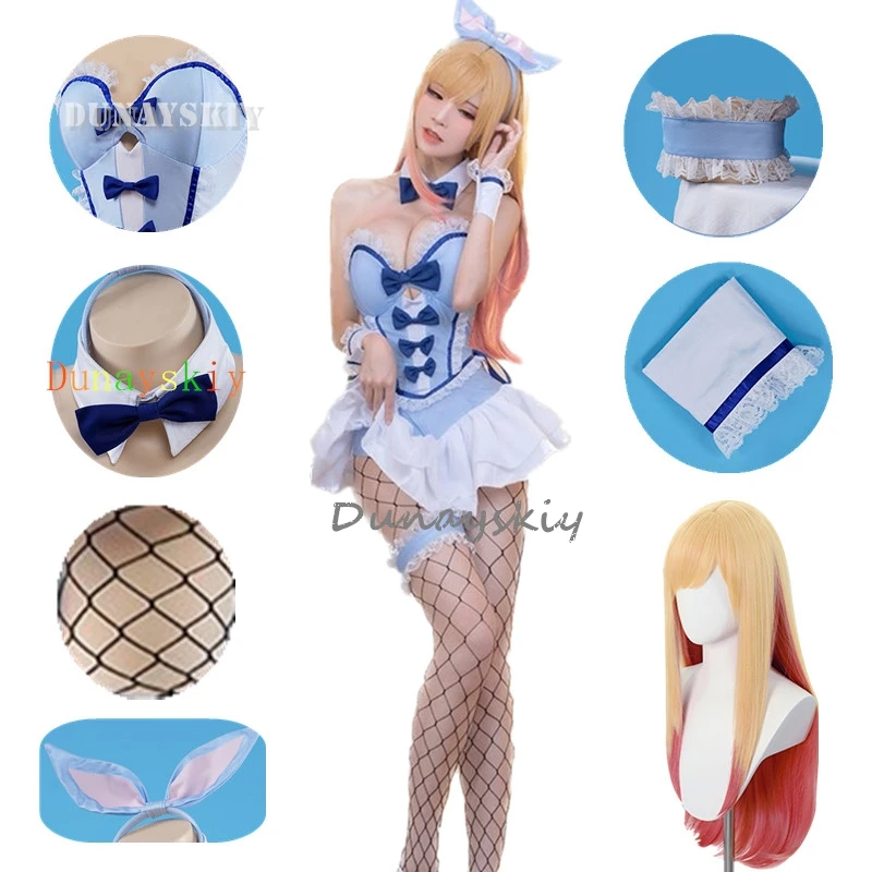 Disfraz de Anime Kitagawa Marin Lovely Bunny Girl para mujer, traje de Cosplay para Halloween, traje de fiesta de juegos de rol de Pascua, ropa