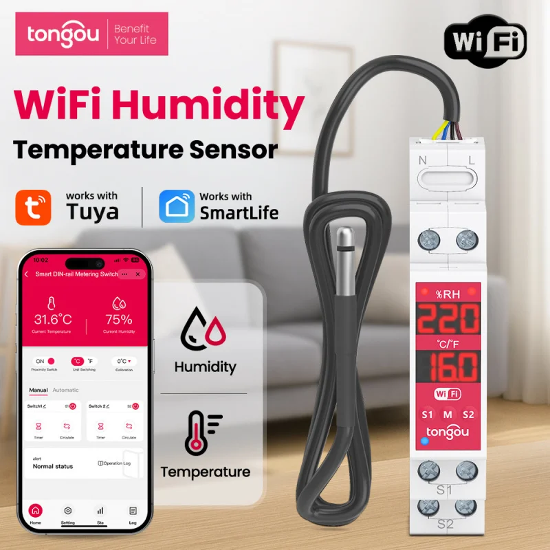 Remote Control Saklar Pintar WiFi Graffiti + Pemantauan Suhu dan Kelembapan + Pengaturan Waktu + Pengalihan Otomatis