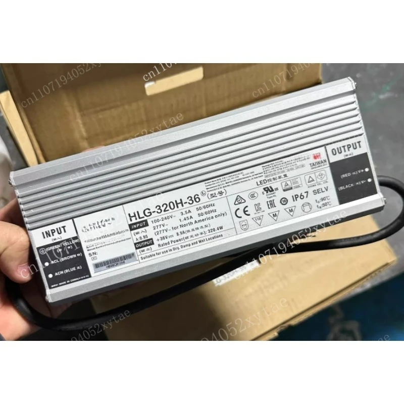 Hlg-320h-36 nueva fuente de alimentación impermeable de 320w, 36v 8.9a, entrada 100-240v, adecuada para uso en ingeniería al aire libre