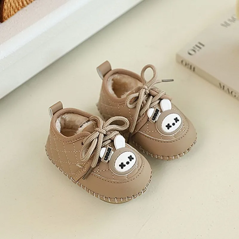

Winter Thermal Infant Boots for 3-12 Months Soft Sole Fleece Lined Toddler Learning Shoes Warm Cotton Baby Shoes for Boys Girls