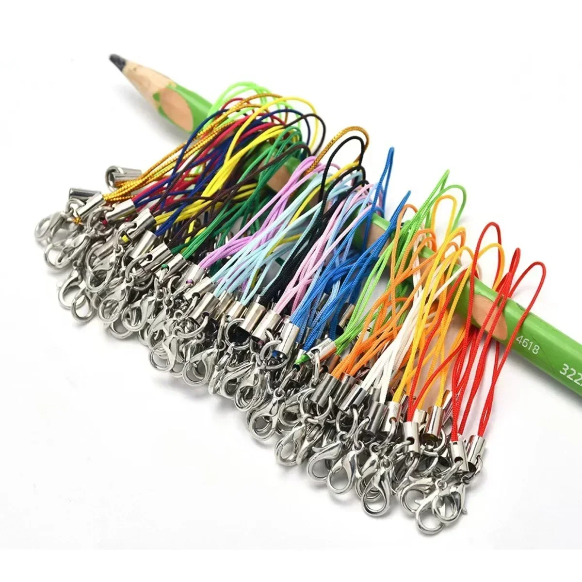 50PCS Black Nylon Strap Charms Set | Durable Lanyard Cords with Lobster Clasp Anti-Fray & Adjustable for Keychains Mobiles Bags