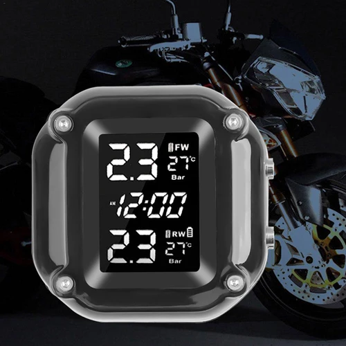 Imagen 2 del producto Sistema de alarma de monitoreo de temperatura de neumáticos de presión de neumáticos de Motor TPMS de motocicleta con 2 sensores externos carga rápida USB magnética