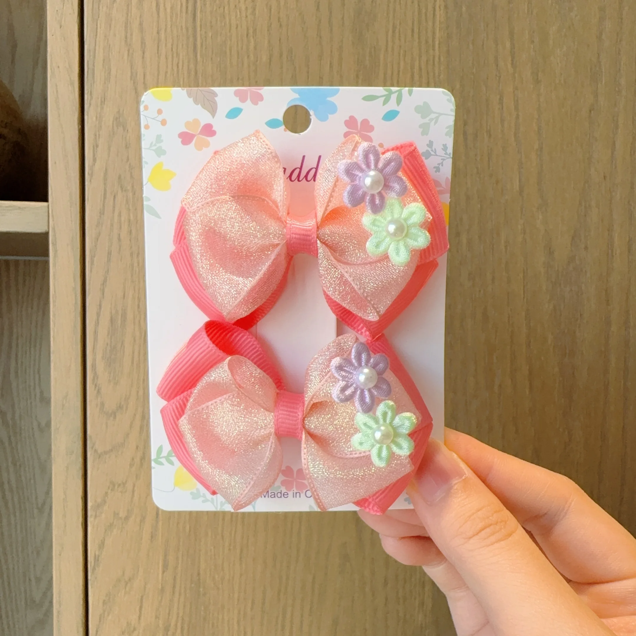 2 buah/Set jepit rambut pita bunga berkilau mode baru jepit rambut anak perempuan cantik jepit rambut pegangan rambut Aksesori rambut grosir