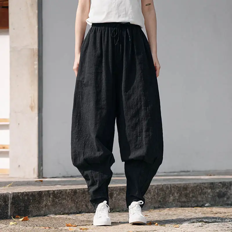 

Spring Summer Cotton Linen Monastic Casual Pants Men Women Leisure Long Trousers Zen Meditation Straight Leg Trousers