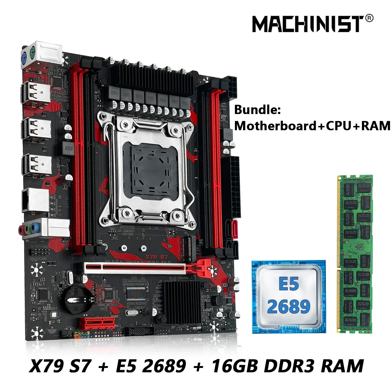 

Комбинированная материнская плата MACHINIST X79 с процессором Intel Xeon E5 2689 LGA 2011 + DDR3, 1*16 ГБ оперативной памяти, поддержка слота M.2 NVME