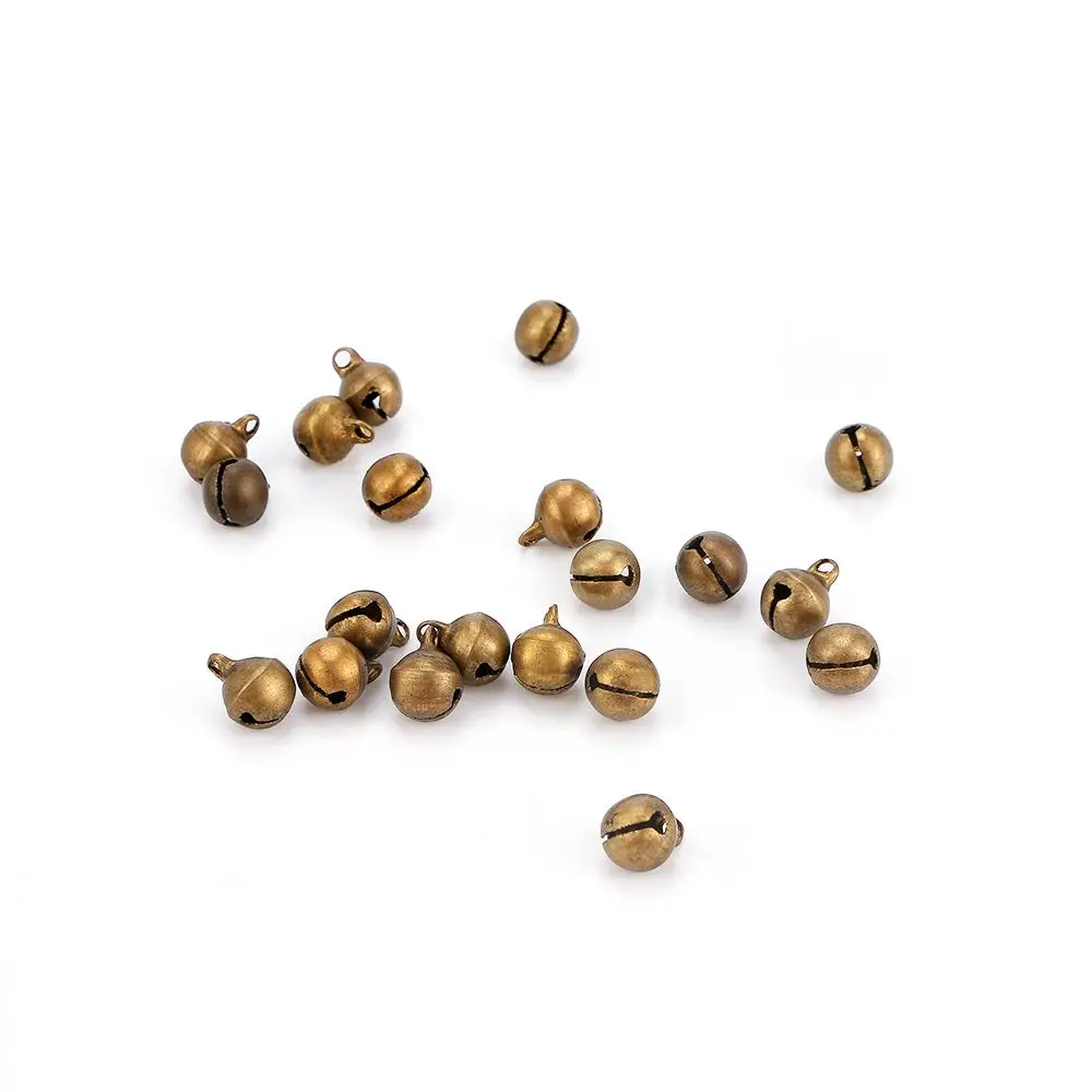 100Pcs 6/8mm Jingle Bell Bronze Loose Beads Christmas Tree Home DIY Crafts Decoration Accessories