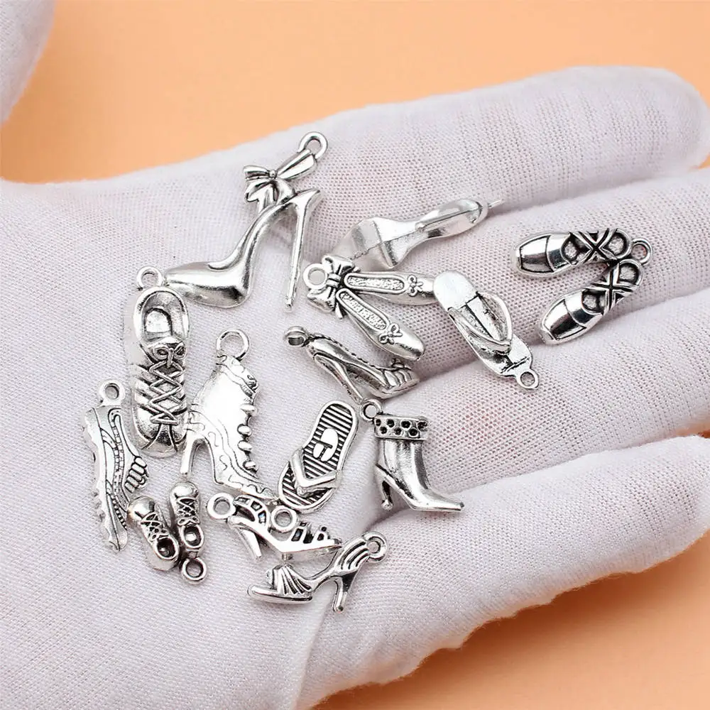 Accessories For Jewelry Slippers High Heels Cowboy Boots Sneakers Ballerinas Charms Collection  Crafts Car Pendant 14pcs