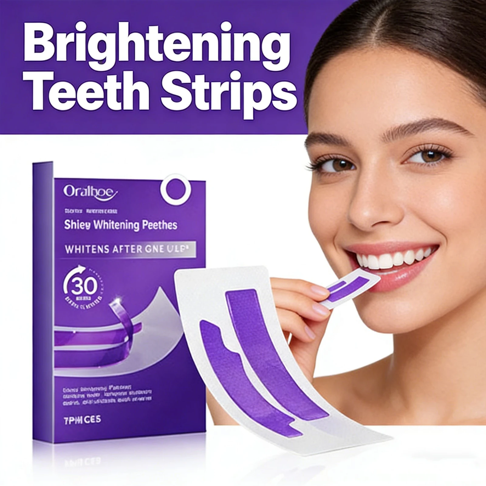 Purple Teeth Whitening Strips Tooth Stain Remover Tooth Plaque Removal Color Correction Non Sensitive Whitening Teeth Patch 7pcs