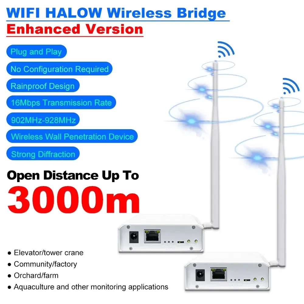 wireless wifi halow bridge versao aprimorada para transmissao de longa distancia de 3km velocidade mais rapida e penetracao mais forte novo 2023 01