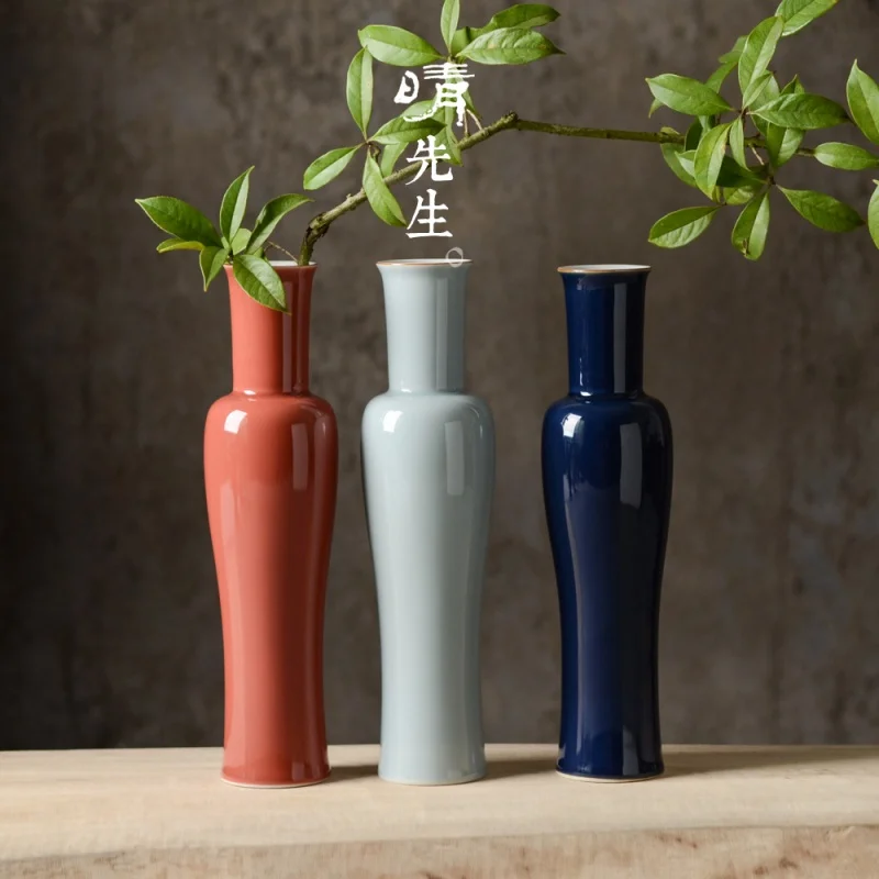 

Color Glaze Beauty Shoulder Flower Arrangement Jingdezhen Handmade High Temperature Ceramic Desktop Vase Oriental Classical Styl