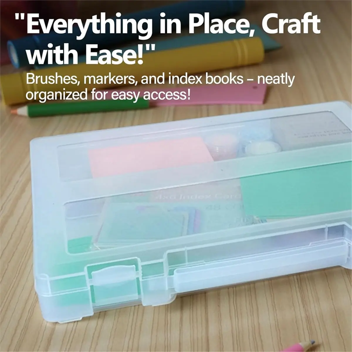 Scrapbook Paper Storage, 4 Pack Stackable Craft Organizers with Handle, Fits More 8.5x11 and School Projects Box