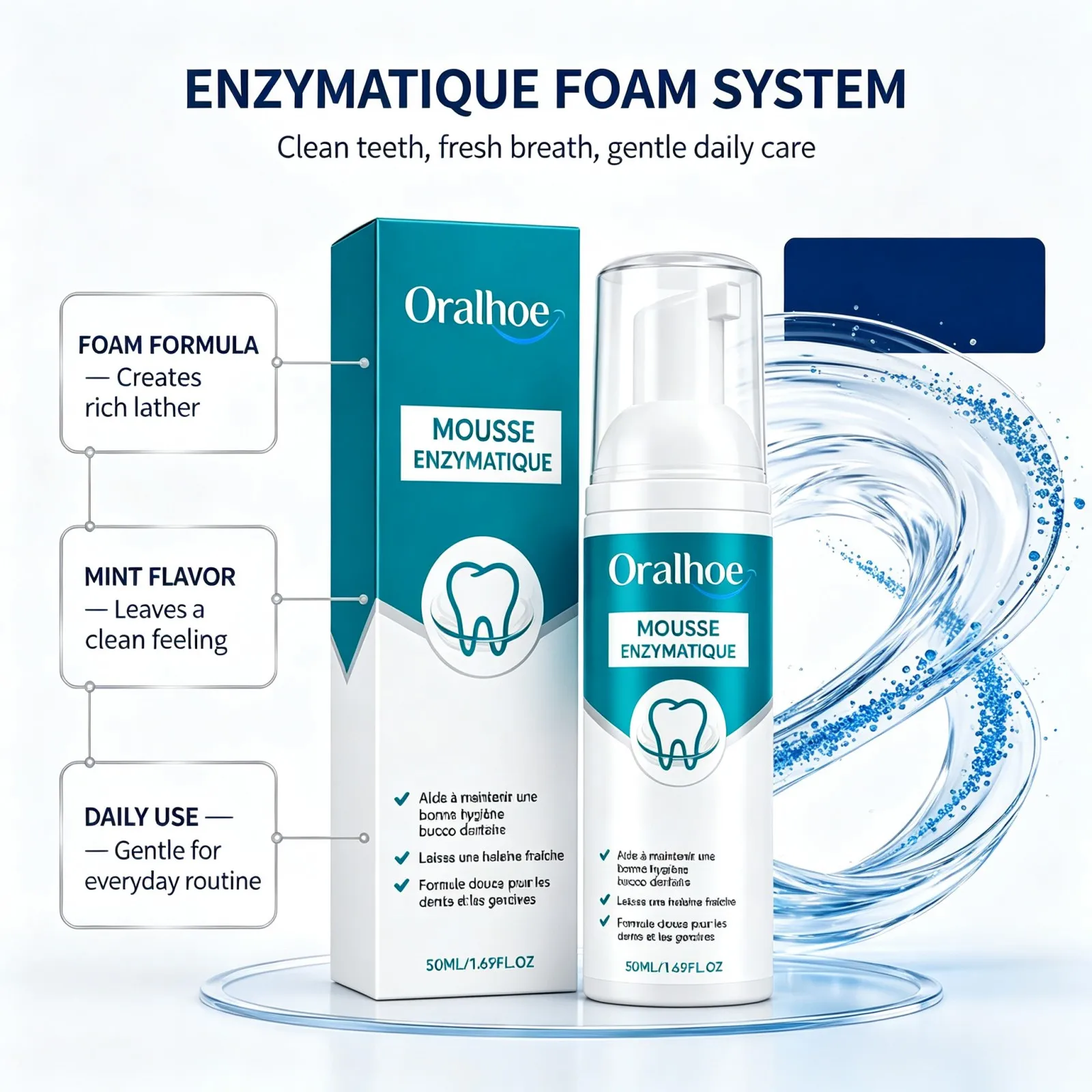 Enzymatic Mouthwash Foam 50ml After Meal Refresh Date Night Prep Gentle Cleansing Fresh Breath Travel Friendly Daily Oral Care