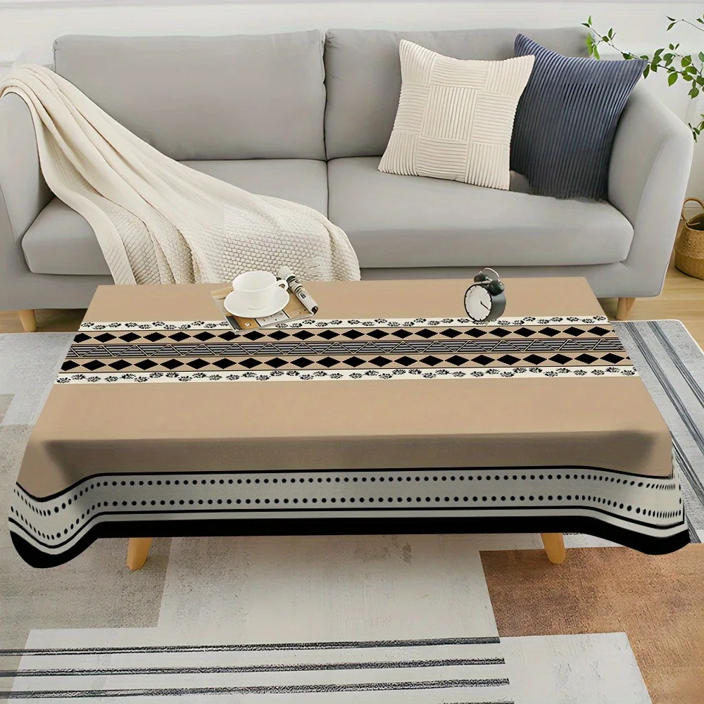 1pc Multi-sized Rectangular Tablecloth - Elegant and Sophisticated Stitched Pattern Tablecloth - Square Shapezyc
