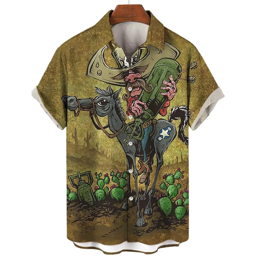 Hip Hop Shirt Skull Motorcycle Printed Men's Shirt Casual Short Sleeved Tees Top Vintage Shirt For Men Clothing Loose Streetwear