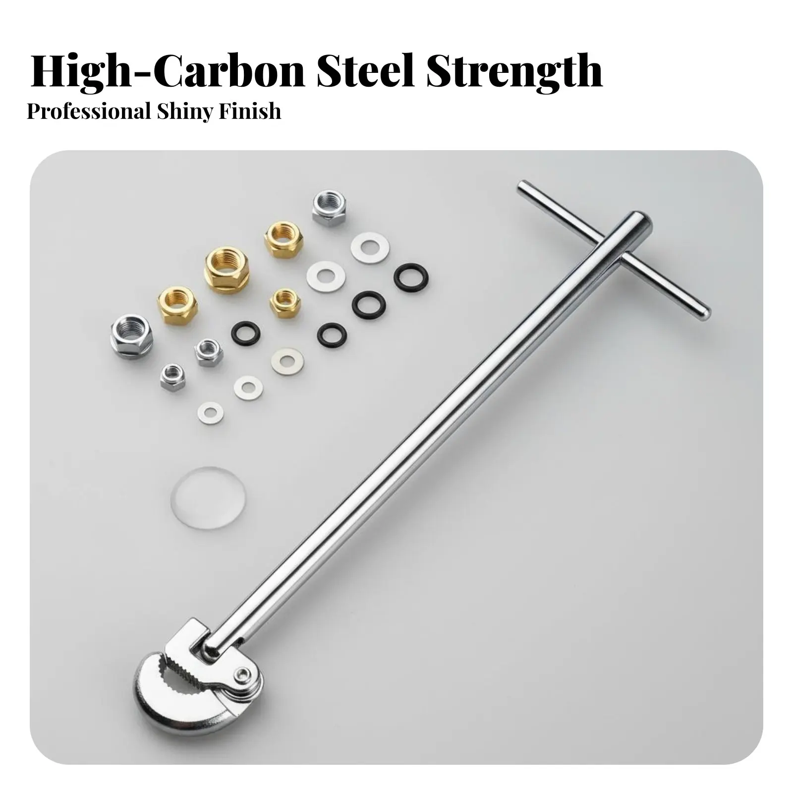 T-Handle Basin Wrench 180° Rotating Head Adjustable Sink Wrench Adjustable Tap Nut Spanner Anti-Rust Finish for DIY Hobbyists - view 2