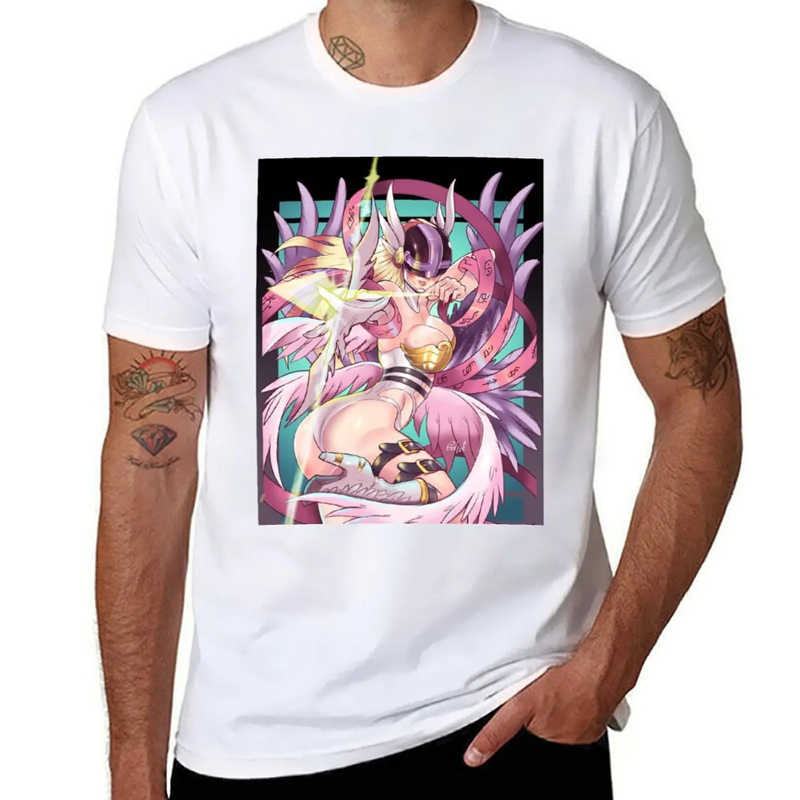 

ANGEWOMON ATTACK T-Shirt anime tshirt man t shirt summer men t shirt cotton 100% T-shirt