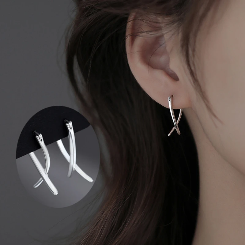 New Simply Unique Geometry Earrings For Women Gift Hypoallergenic Fashion Jewelry Korean Silver Color Earring Trendy Jewelry