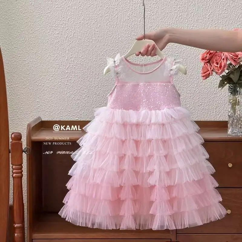 

Girls' Princess Dress 2025 New Children's Summer Heavy Industry TuTu Dress High End Birthday Dress Girls' Fashion