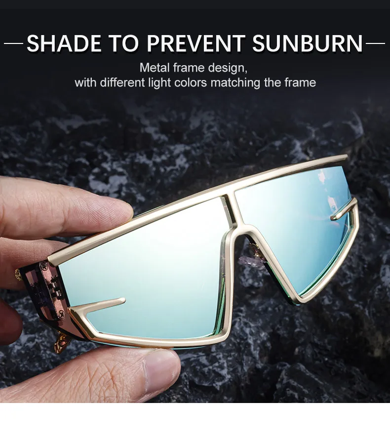 Y2K Punk Quadratische Schild Sonnenbrille Männer 2025, Luxus Marke Vintage Unregelmäßige Steampunk Winddicht Sonnenbrille für Frauen Shades UV400 – Detail 7