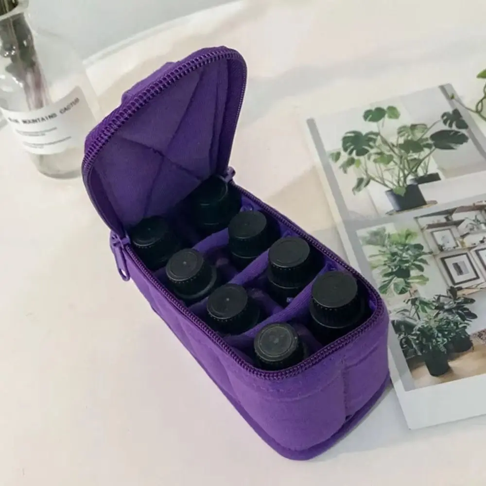 8-Grid Essential Oils Carry Case Shockproof Moisture-proof Cotton Manicure Polish Storage Bag Portable Large Capacity