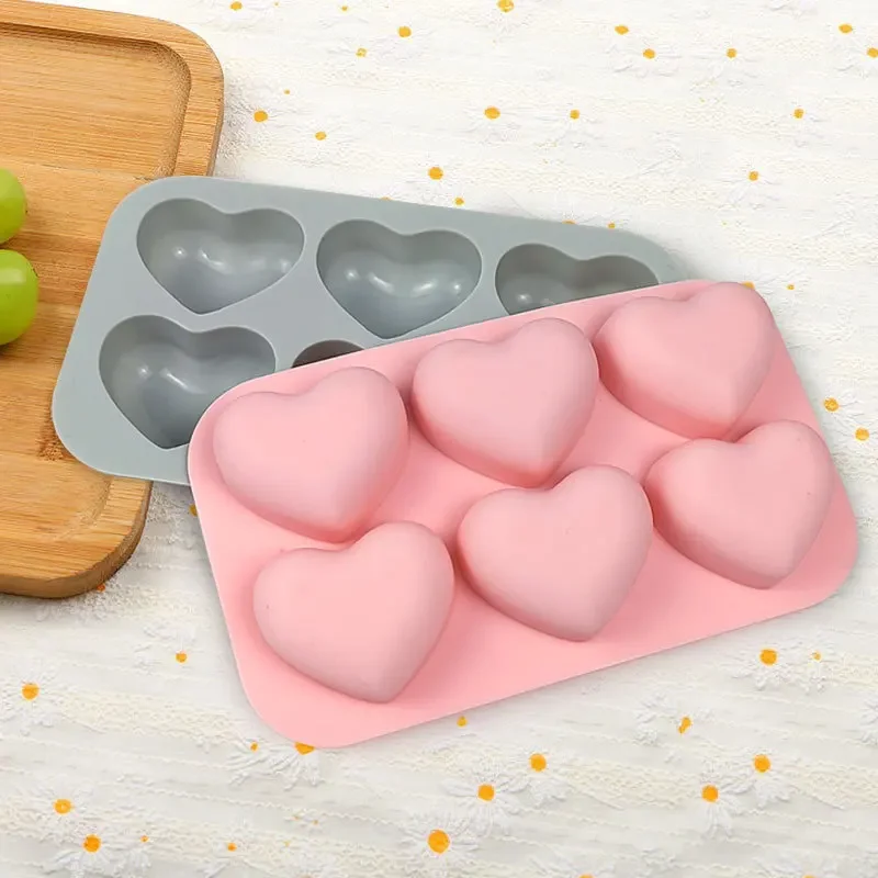 

6 Cavity Love Heart Shape Cake Mold DIY Handmade Chocolate Fondant Mousse Dessert Mould Aroma Plaster Soap Making Molds