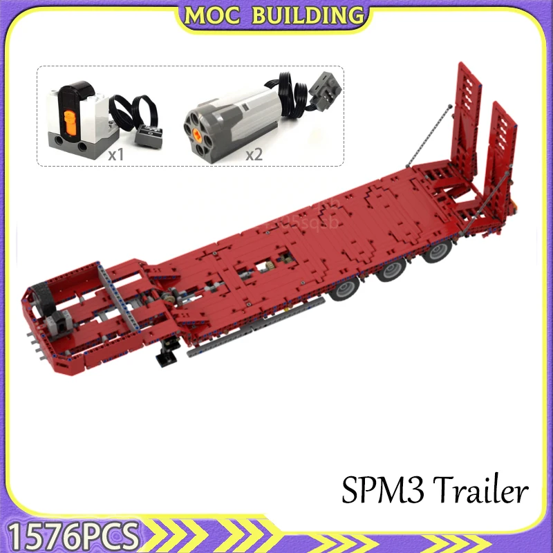 

Technology Motorized Lowboy Car Trailer for Truck MOC Building blocks Model DIY Assembly Bricks Toys Gifts