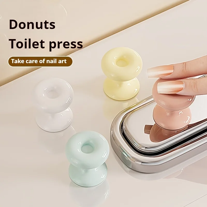 Cute Creative Bathroom Supplies Long Nails Dedicated Water Tank Button Sticker Donut Toilet Flush Button Button Flush Lift Cover