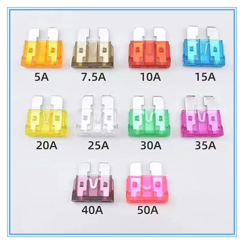 

50-10PCS Car Fuses Kit 5A-40A Blade Fuse Assortment for Toyota/VW/Lada, Waterproof Case RV Motorcycle Boat Auto Repair T
