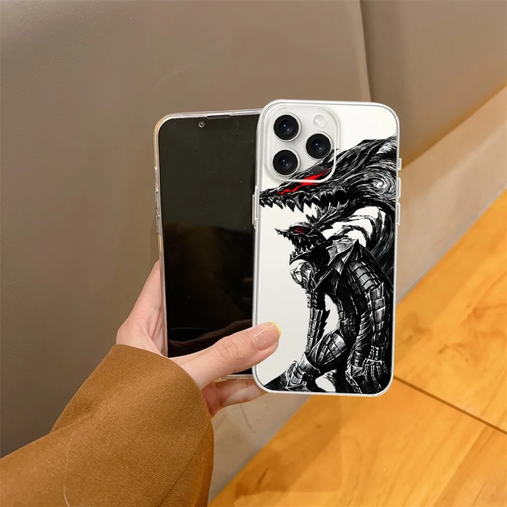 BiliBili Anime Berserk Guts  Phone Case For iPhone16 15 14 13 12 11 Mini Pro Max X XR XSMax Plus SE20 Transparent Cover