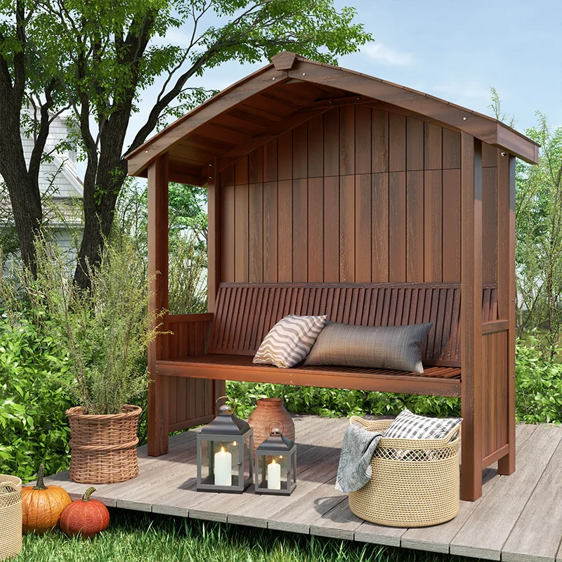 

Anti-corrosion wooden terrace cabin seat gazebo leisure chair outdoor courtyard garden decorated with solid wood pavilion