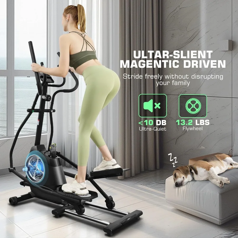 Elliptical Machine, Elliptical Exercise Machine, with APP Hyper-Quiet Front Magnetic Driving System, 420LBS Weight Capacity