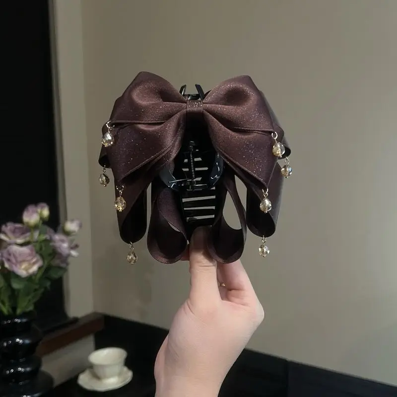 1pc Red romantic starry sky bow clip hair accessory new sparkling diamond tassel hair clip headwear for girls - Image 4