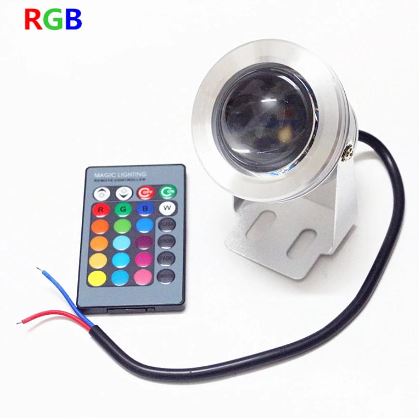 

AC / DC 12V 10W Black LED Underwater light Waterproof IP67 LED Flood light White / Warm white / RGB Spotlight With Convex Glass