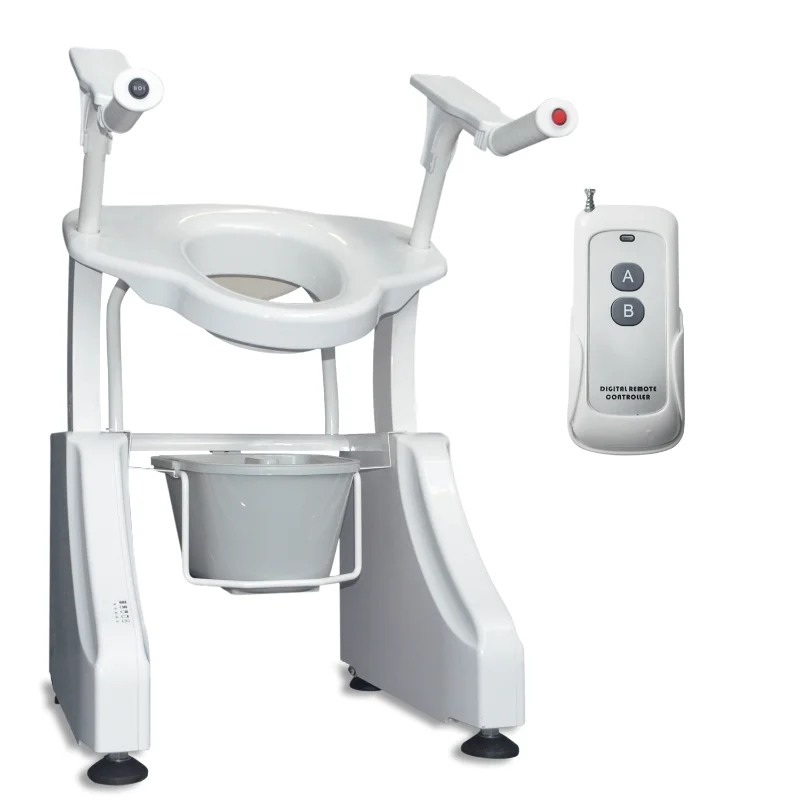 

Electric Toilet Lift Seat with Handles, One Button Adjustable Height Intelligent Toilet Assisted Lift--Luxury Model