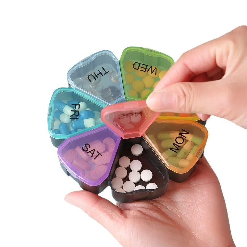 New 7 Days Round Portable Medicine Pill Box Mini Small Travel Vitamin Cases Container Organizer Storage Tablet Fish Oils Tools