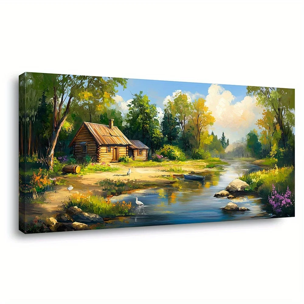 DIY Diamond Embroidery Set Riverhouse Cottage Landscape Full Square Round Diamond Diamond Embroidery Mosaic Handmade Home Decor