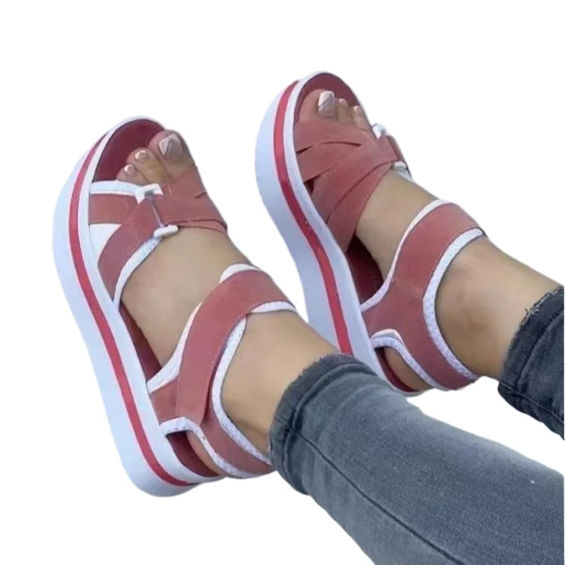 2026 Fasdhion Women's Sandals Mix Color Wedges Heels Sandals Woman Heeled Sandals Platform Summer Shoes Women Block Footwear