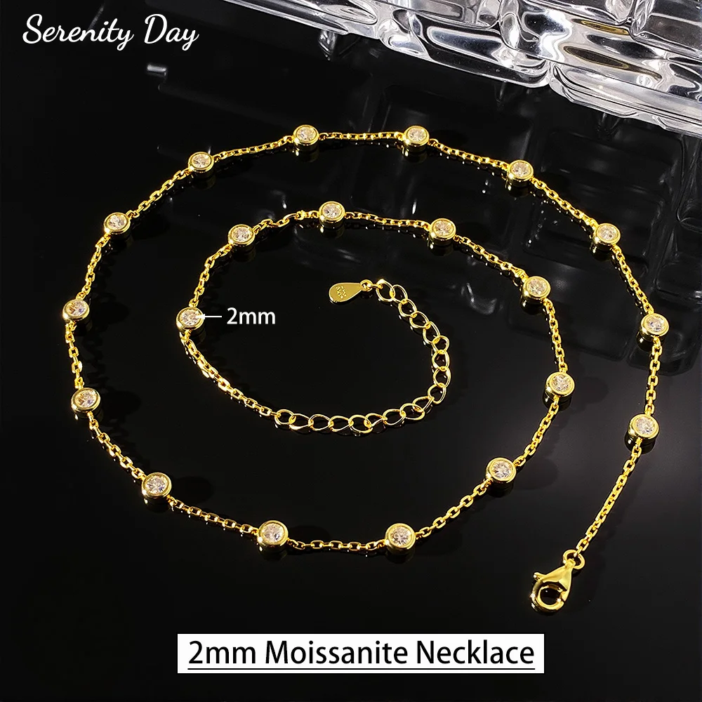 

Serenity 3mm All Moissanite Necklace for Women Gift S925 Sterling Silver Sparkling D Color Lab Diamond Bubble Neck Chain Jewelry