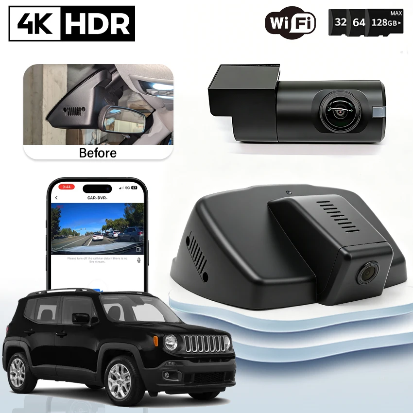 

Plug and play HD 4K 2160P Camera for JEEP Renegade 2015 2016 2017 2018 2019 2020 2021 2022 Night Vision Dash Cam Video Recorder