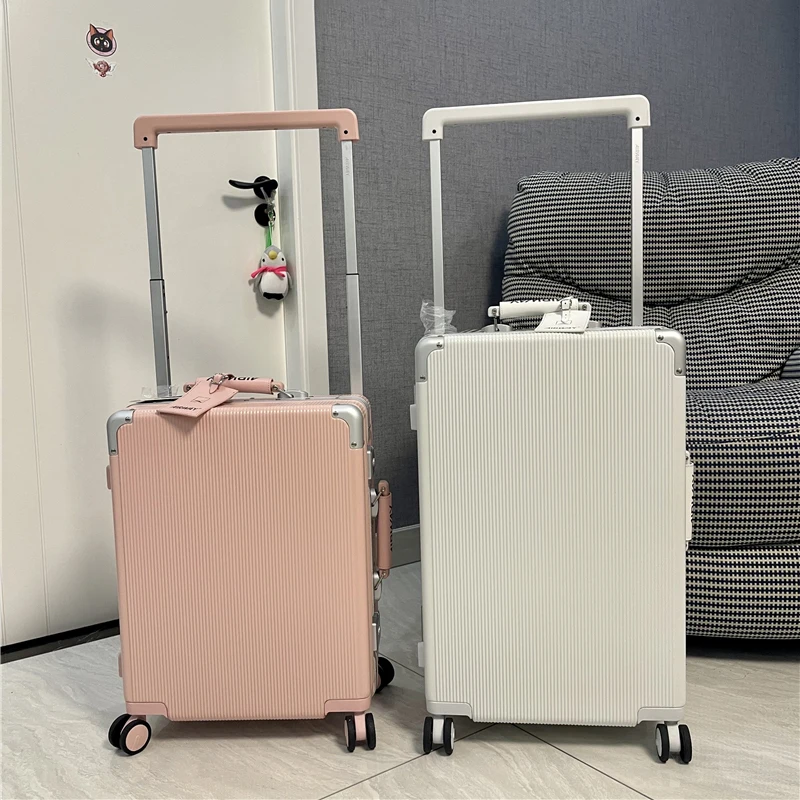 High-End Mode Aluminium Frame Bagage Export Japan Super Stille Universele Wiel Reisdoos 20 "Heren En Dames Trekstang Doos