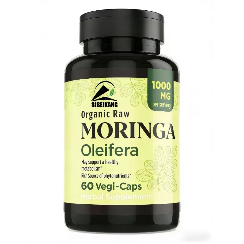 Organic Moringa Capsules 1000mg Pure Moringa Leaf Supplement for Energy Immunity and Skin Health Support