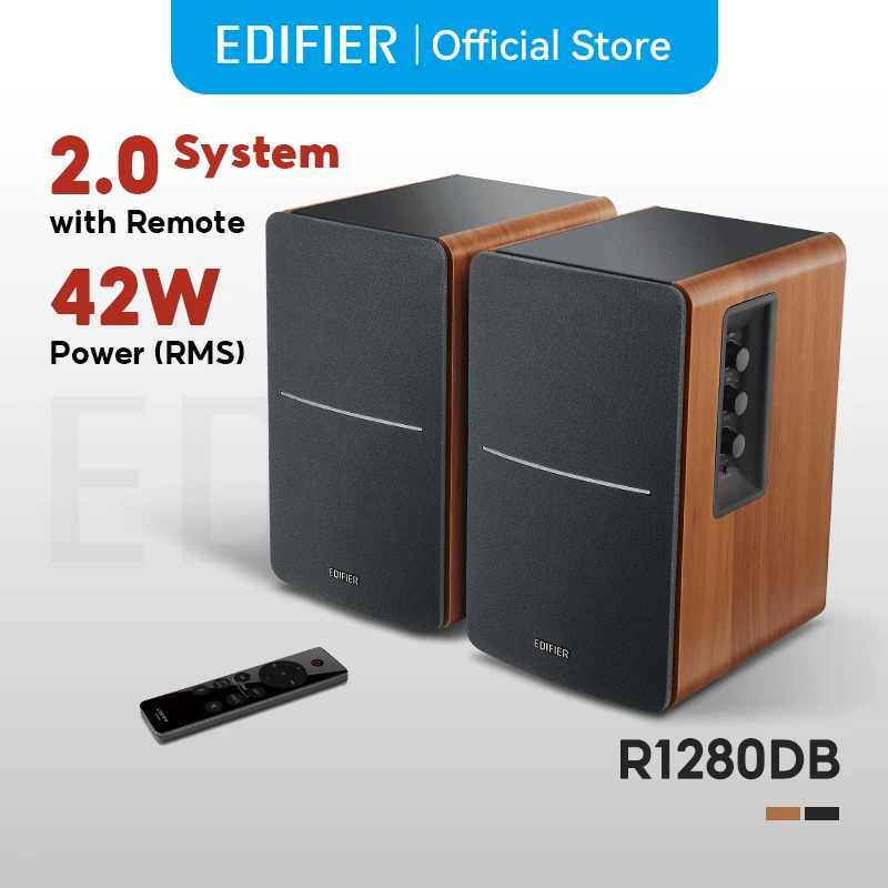 Edifier R1280DB Active Bookshelf Speakers - 42W with Remote