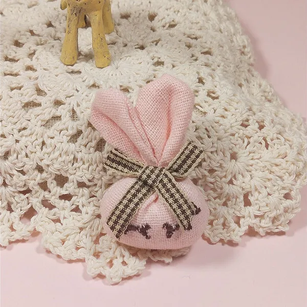 Fabric Brooch Cute Rabbit Bunny Pin Korean Style Kids Cotton Linen Bow Children Clothes Bag Decoration Soft Premium Gift