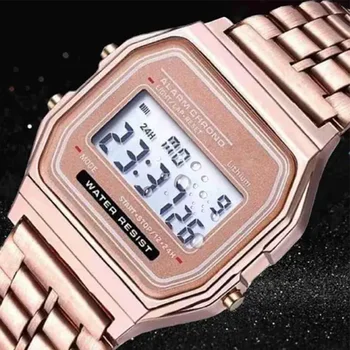 F91W Lüks İzle Su Geçirmez Retro Dijital Paslanmaz Çelik Spor Askeri Saatler Erkek Kadın Elektronik Bilek Saatler Saat