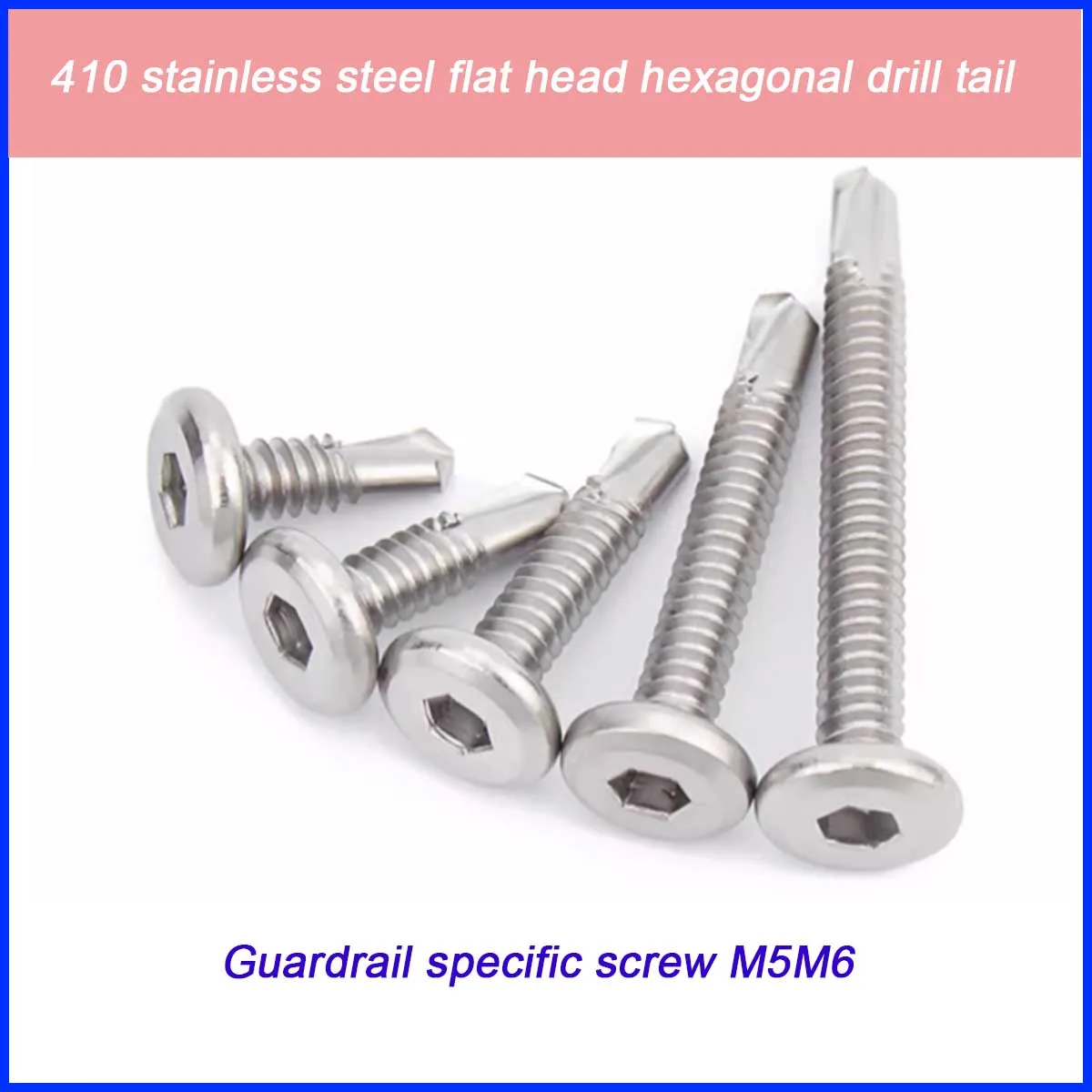 

410 Stainless Steel Flat Head Hexagonal Drill Tail Screw M5.5M6.3