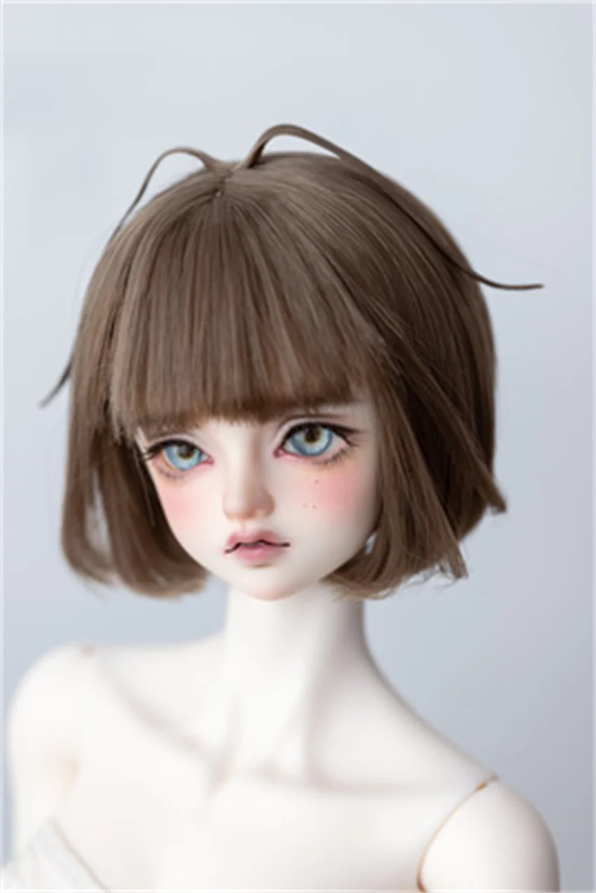 

BJD/SD/DD Doll Wig Short High Temperature Silk 1/3 1/4 1/6 Girls Brown Pink Cute Styling Hair Wig Doll Accessories (no doll) XC
