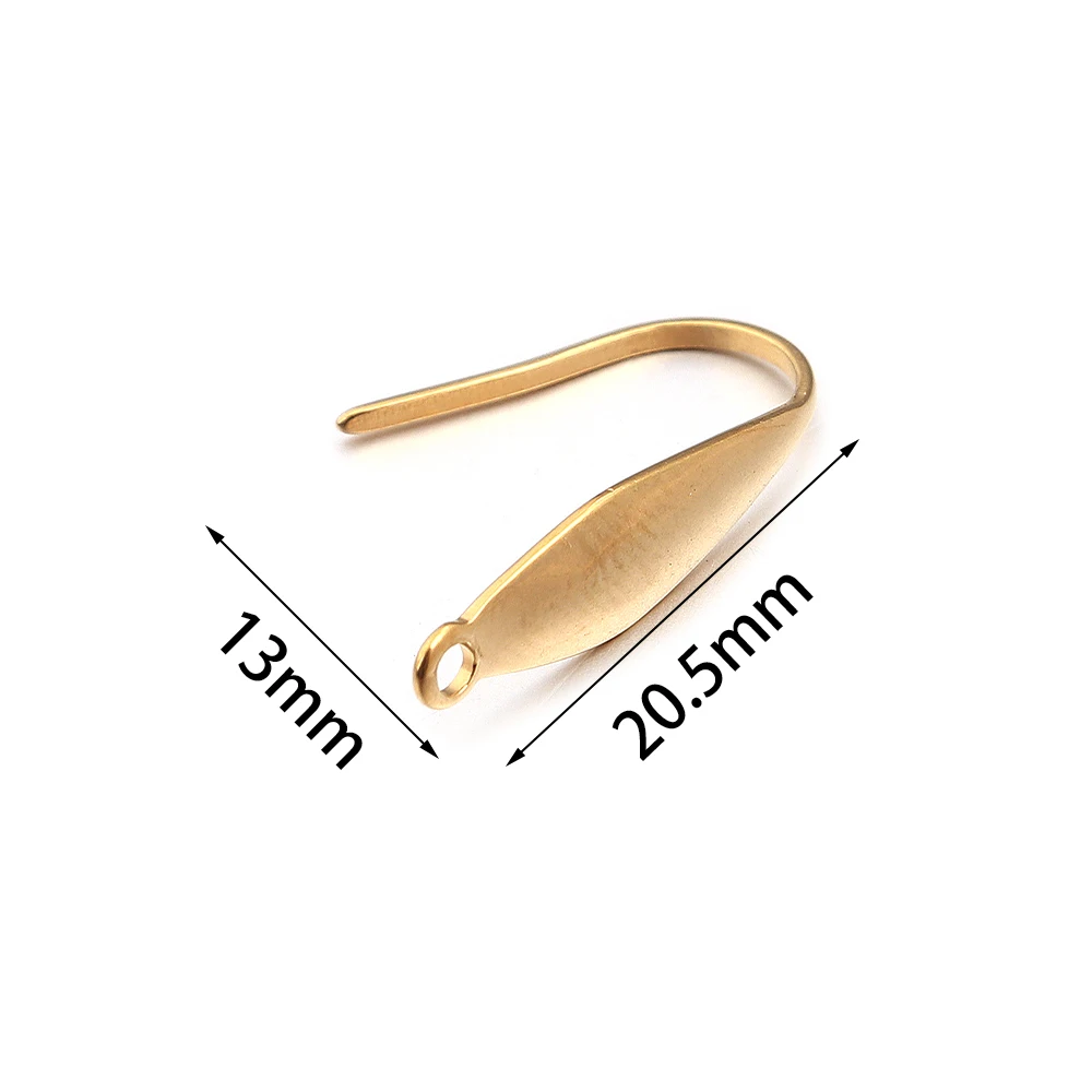 10Pcs Stainless Steel Ear Hook 20.5x13mm Gold/Steel Color Fashion Women Ear Studs with Hole for DIY Jewelry Making Findings