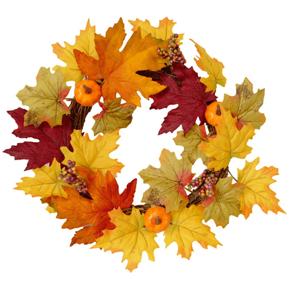 

1Pcs Halloween Pumpkin Wreath Orange Maple Leaf Decor Party Door Hanging Halloween Garland Decor Party Wreath Door Hanger